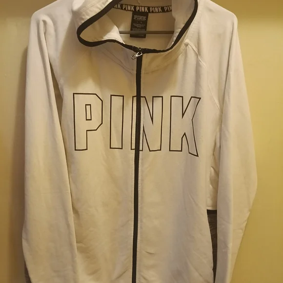 PINK Victoria's Secret Women's White and Gray Jacket - Picture 5 of 5